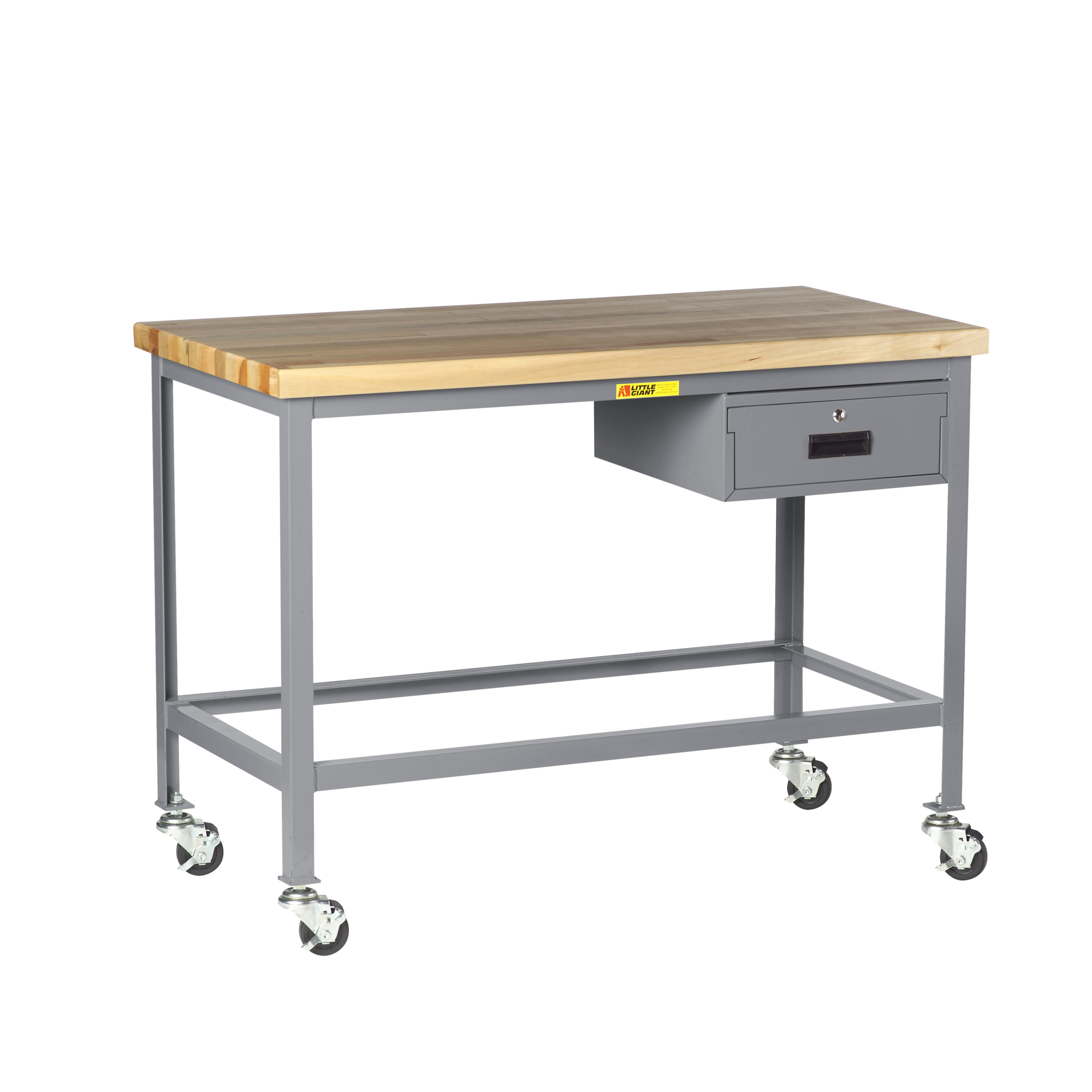 Little Giant Mobile Butcher Block Top Table - 24in. x 24in., 1000-Lb. Capacity, 35in. Height, 3in. Rubber Wheels, Model# WT-2424-3RDR